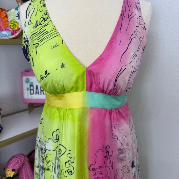 SOLD Beautiful SILK Lilly Pulitzer PETRA Maxi Dress "A Day in the Life" Size 4 - Picture 5 of 16